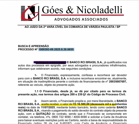Documento do processo — Defesa contratual