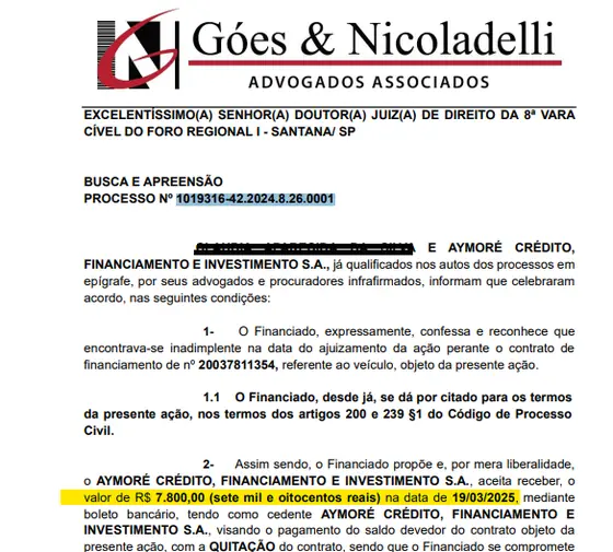 Documento do processo — Acordo judicial